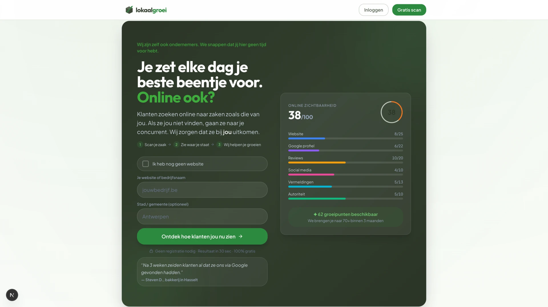 LokaalGroei interface screenshot
