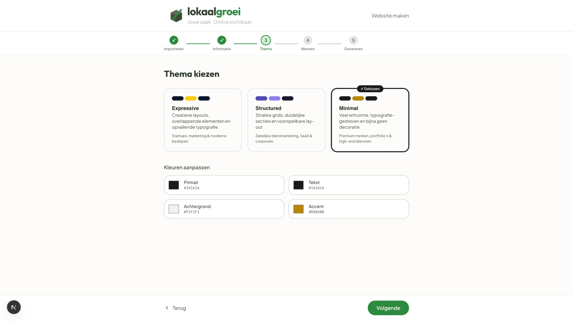 LokaalGroei Themakeuze screenshot