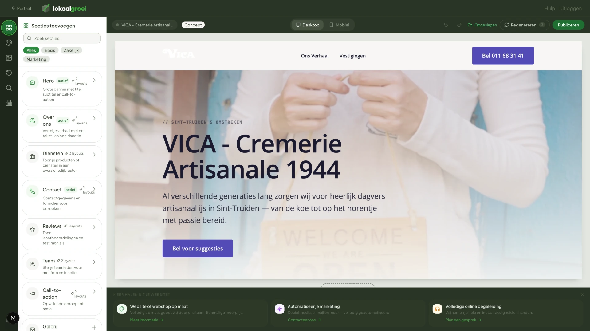 LokaalGroei Websitebouwer screenshot