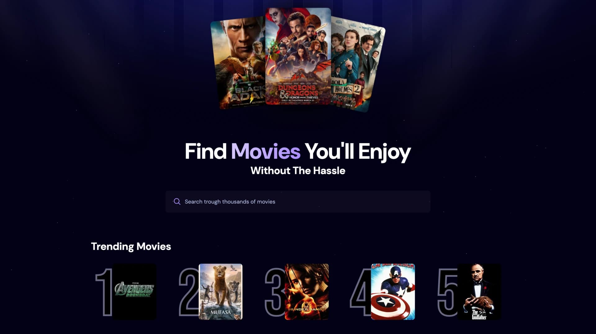 Movie Index App interface screenshot