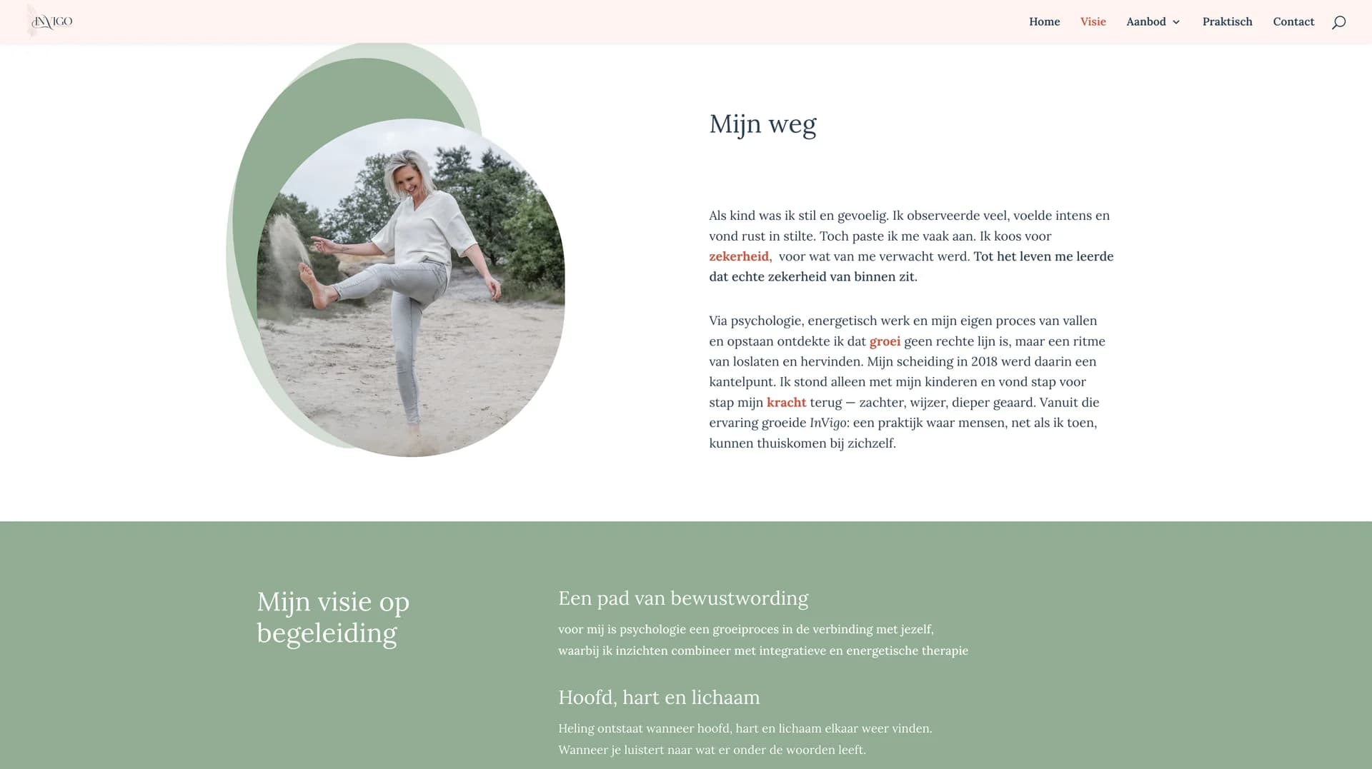 Praktijk InVigo Visie en persoonlijk verhaal screenshot