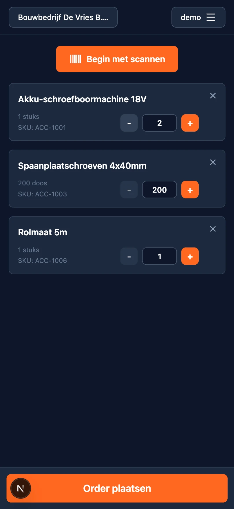 Scanapp Productbasket screenshot